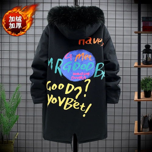 Длинный демисезонный зимний пуховик с пухом, трендовая мужская толстовка с капюшоном, удерживающая тепло куртка, средней длины, увеличенная толщина