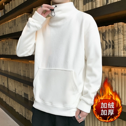 Демисезонная зимняя толстовка, мужской утепленный трендовый лонгслив для отдыха, оверсайз