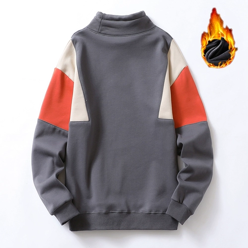 Демисезонная утепленная толстовка, мужская трендовая осенняя брендовая футболка, оверсайз, высокий воротник