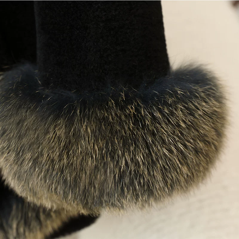 Velvet long woolen jacket, mid-length, for middle age
