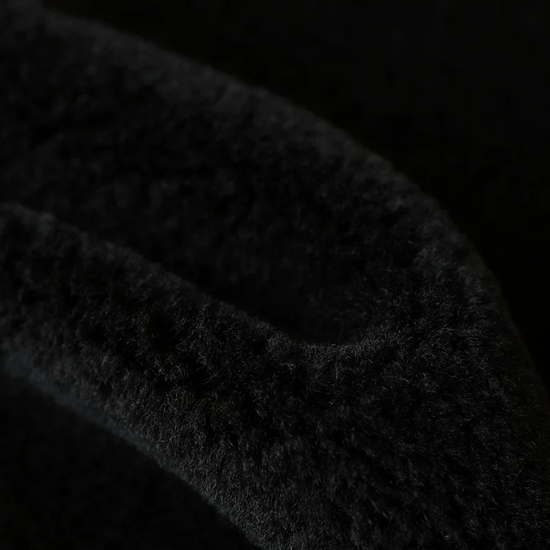 Velvet long woolen jacket, mid-length, for middle age