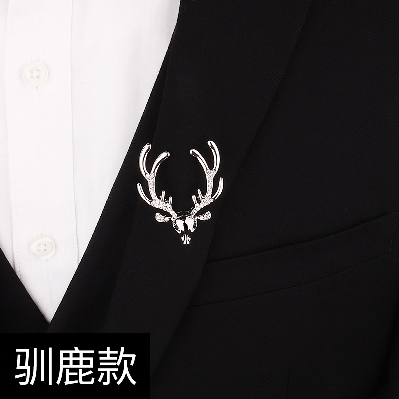 Men's suit chest flowers Don't pin women South Korean coat decoration Chest Needle Tide Man Atmospheric Personality Water Drill Accessories Collar Male