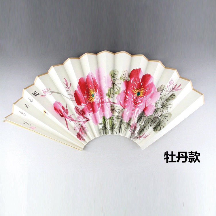 Folding fan plum orchid bamboo chrysanthemum hand-painted rice paper fan inscription blank 10 inch fan collection gift free inscription customization