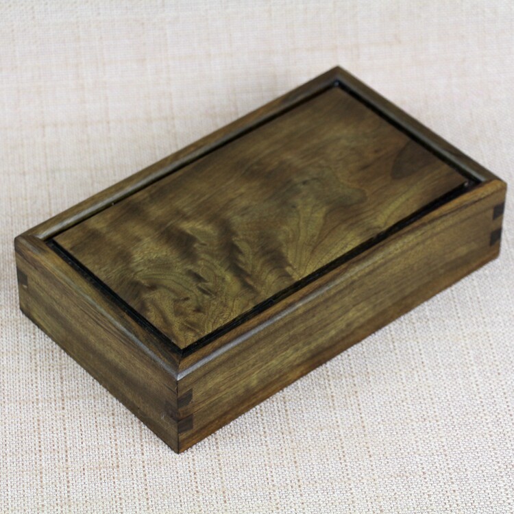 Golden nanmu ornaments jewelry box solid wood rectangular Chinese wooden seal box portable storage brocade box