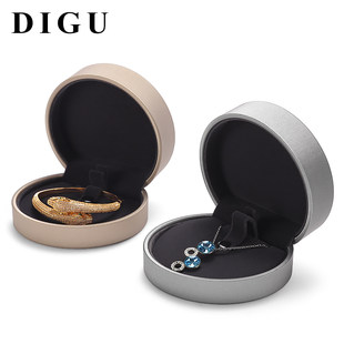 狄古 Круглый кожзаменитель шкатулка кольцо Обручальное кольцо подарочные коробки ювелирные изделия коробку подвески браслет Логотип бокса обычай
