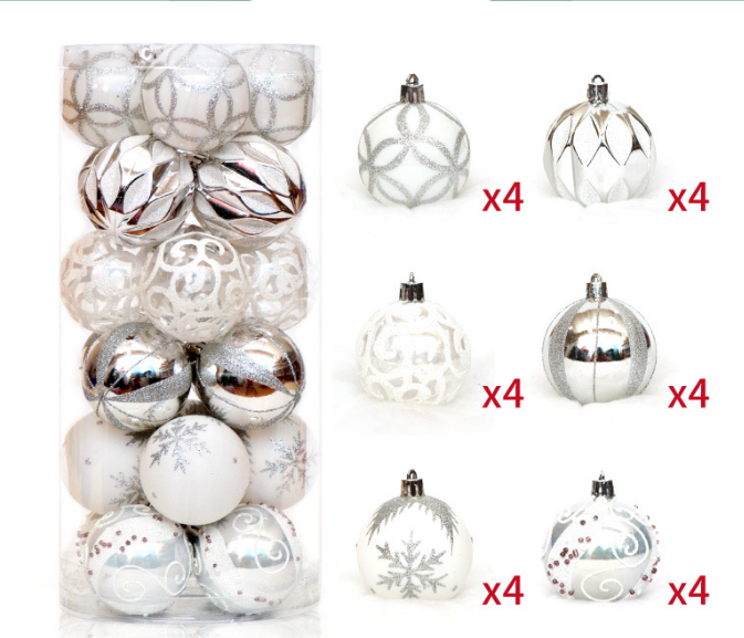 24шт 6см смешанные Christmas шарики BAABLS НОВОГОДНЯЯ ЕЛКА О ornament