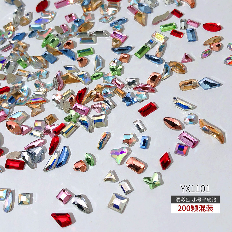 Wen Elf Explosions Mini small size Maillard Flat Shaped Diamond Net Red Nail Super Flash Diamond Nail Diamond Jewelry