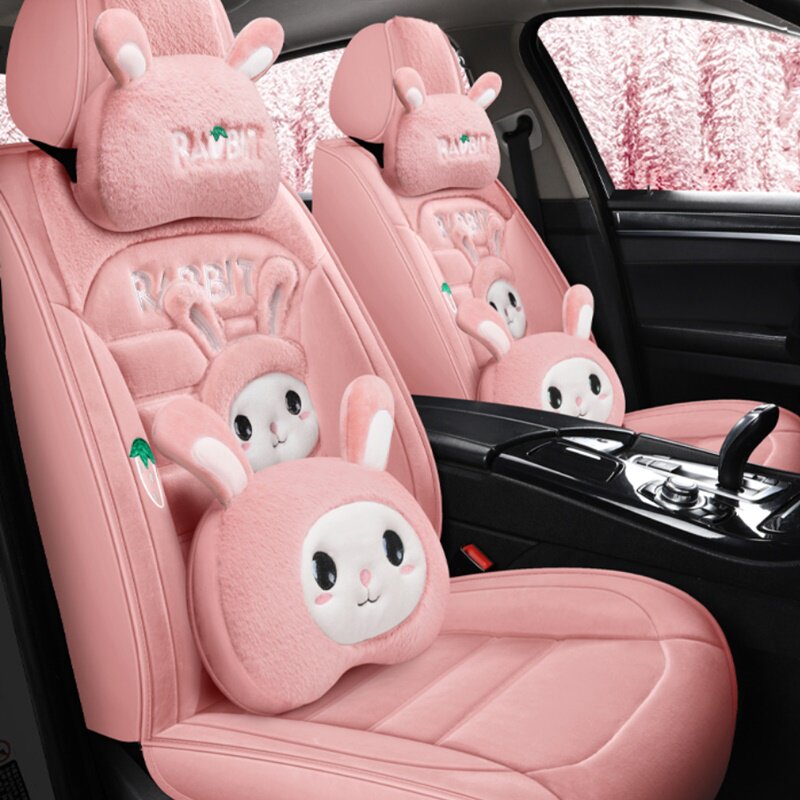 Car seat cushion winter warm short plush thickened goddess style fully surrounded seat cushion winter seat cover cartoon seat cover