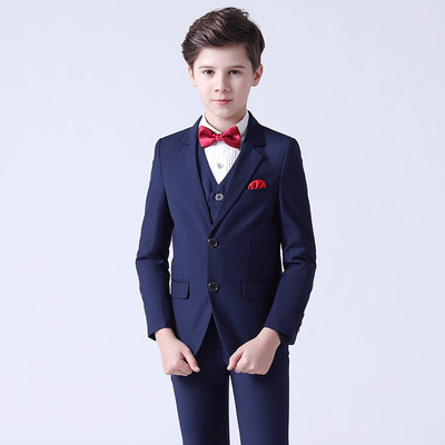 Boy's jazz dance sequin coats chorus host singer performance jacket blazers Children suit 3-piece set handsome British little suit boy