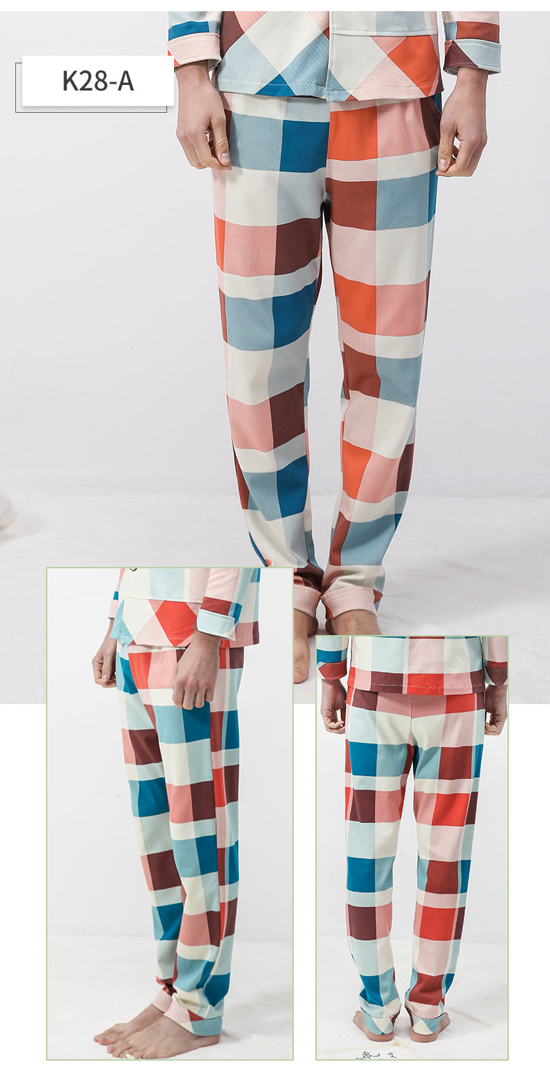 Quần pyjama nam quần pyjama mùa xuân và mùa thu lỏng lẻo quần kẻ sọc giản dị quần short nam kaki