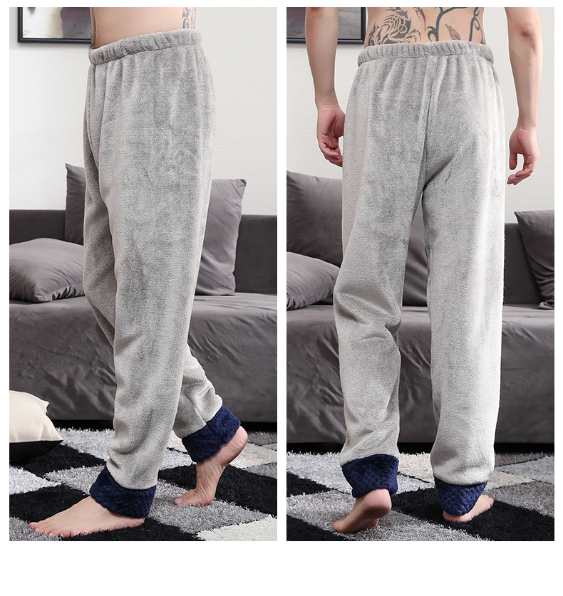 Thượng Hải nhà pyjama quần nam mùa thu và mùa đông dày ấm flannel nhà quần mùa đông lỏng thanh niên quần thường nam quần mặc nhà