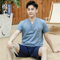 Shangzha pajamas male summer modal cotton thin short-sleeved shorts teenagers can wear spring and summer home clothes