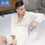 Shangzhichunqiu cotton nam áo ngủ mỏng dài áo choàng tắm khăn dài tay yukata đồ ngủ nhà dịch vụ áo ngủ áo ngủ nam cotton