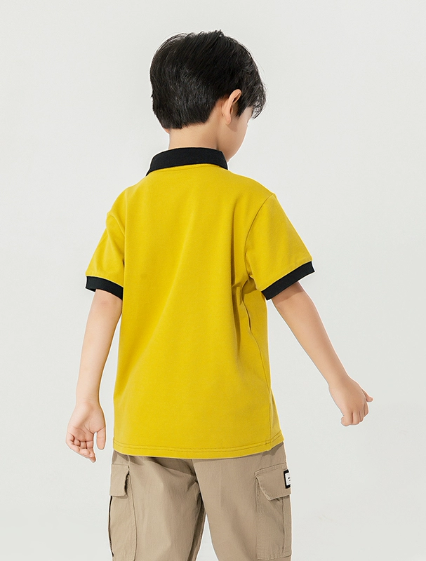 Áo phông ngắn tay bé trai Hengyuan Hương Mùa hè mới Áo trẻ em lớn Trường tiểu học Trẻ em Mặc áo ngắn tay áo POLO - Áo thun
