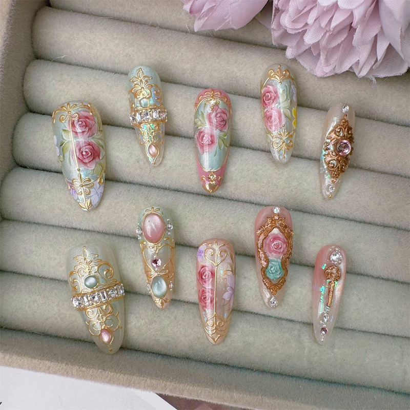 Handmade Nails 25162 Amanda Full Nail Type Ss ins Xiaohongshu High-End Luxury Manicure Handmade Nails 25162 Amanda Full Nail Type Ss ins Xiaohongshu High-End Luxury Manicure