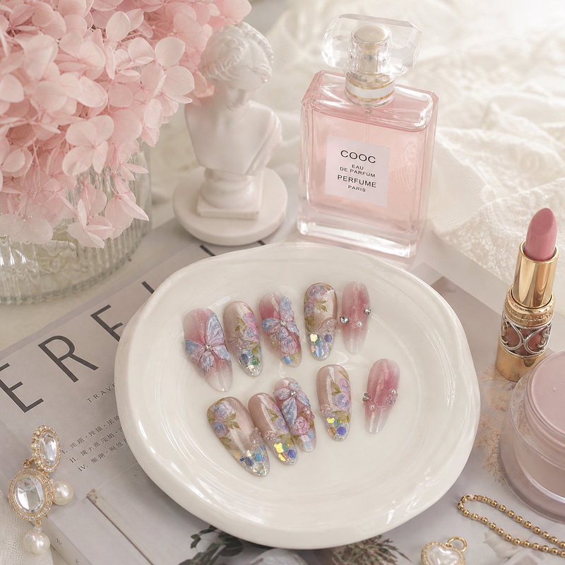 Handmade Nails 26046 Audrey Full Nail Type Ss ins Xiaohongshu High-End Luxury Manicure