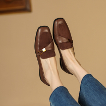 OMG Niche Retro Casual Sensation ~ Fa-style Flat-bottomed Lefu Shoes 2022 Spring Collage Single Shoe Woman