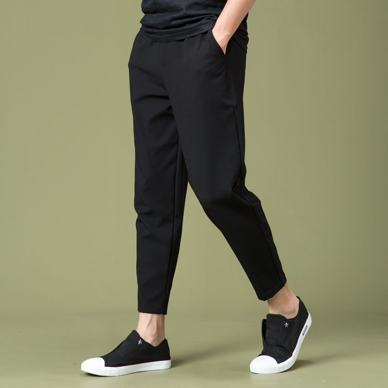 Autumn and Winter Thin Plus-Size Harem Pants for Men, Slim-Fit Pants, Wide-Crotch Pants, Nine-Point Pants, Loose Casual Pants, Stretchy Carrot Pants