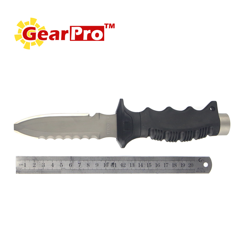 GearPro diver with titanium alloy scuba diving knife Lifesaving Knife Outdoor Fishing Hunt Special Tied Leg Knife delivery strap
