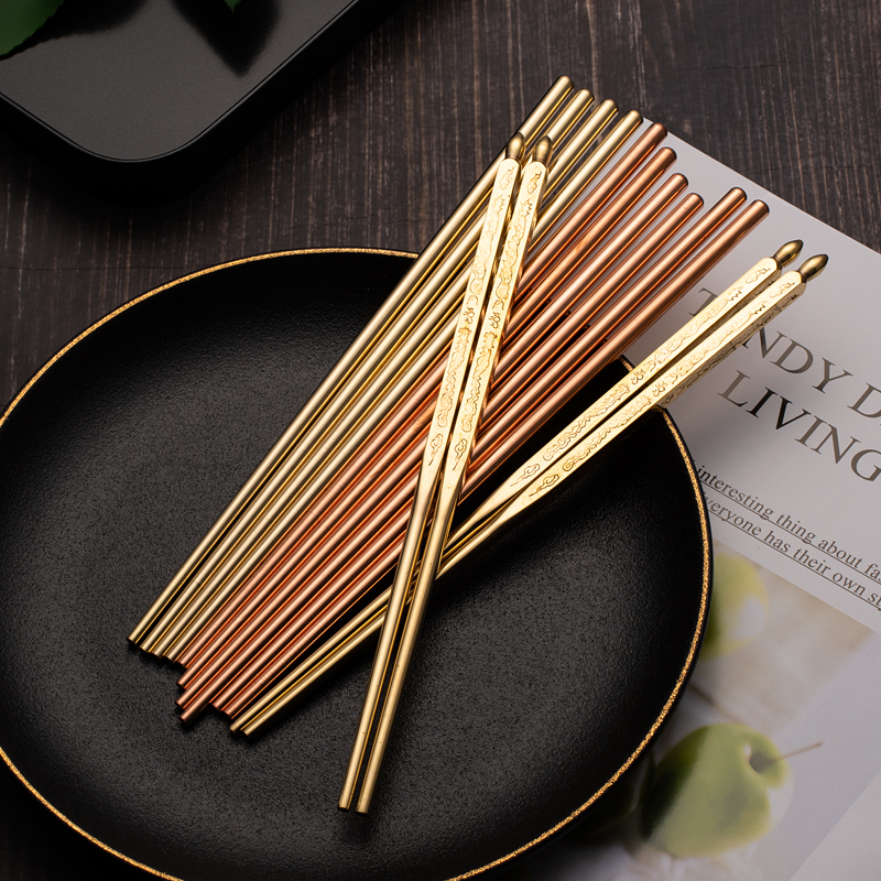 Yunnan all red copper retro solid chopsticks No coating Home Dining Hall Metal Chopsticks Red Copper Chinese Chopsticks A Pair Of Gifts