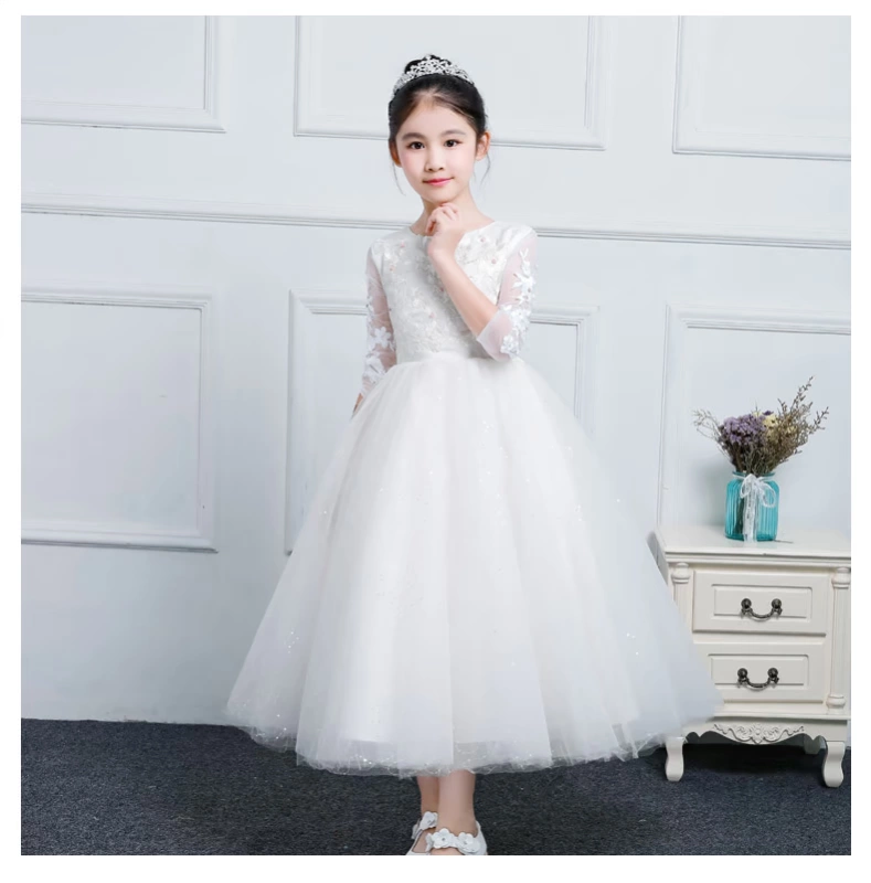 Hoa cô gái váy công chúa váy pettiskirt cô gái lớn catwalk trang phục piano trang phục trẻ em hợp xướng màu trắng