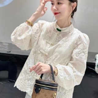 新中式上衣女士衬衫2025新款高级感轻奢春秋国风刺绣设计感衬衣