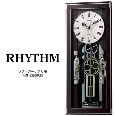 Japanese RHYTHM Risheng retro gear music wall clock rectangular long strip decorative wall clock direct mail