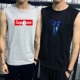 Áo thun không tay nam không tay Cotton cotton thể thao thể thao bóng rổ áo len in xu hướng áo XL - Áo vest cotton khoác vest nam
