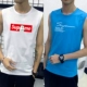 Áo thun không tay nam không tay Cotton cotton thể thao thể thao bóng rổ áo len in xu hướng áo XL - Áo vest cotton khoác vest nam