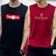 Áo thun không tay nam không tay Cotton cotton thể thao thể thao bóng rổ áo len in xu hướng áo XL - Áo vest cotton khoác vest nam