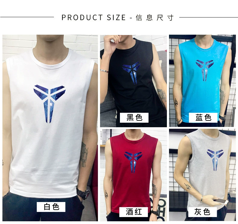 Áo thun không tay nam không tay Cotton cotton thể thao thể thao bóng rổ áo len in xu hướng áo XL - Áo vest cotton khoác vest nam