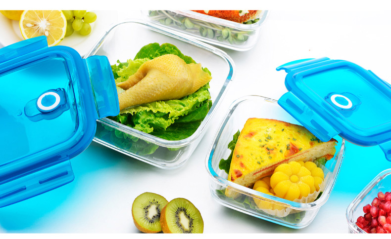 Hộp thủy tinh chịu nhiệt hộp lưu trữ hình chữ nhật hộp kín lò vi sóng hộp cơm trưa đặc biệt hộp cơm tròn - Hộp cơm điện sưởi ấm hộp cơm cắm điện unold