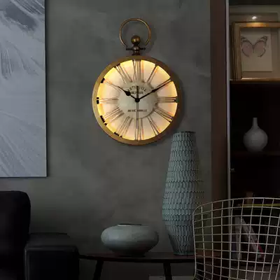 Nordic retro mute dining living room bedroom household hanging watch American country clock creative personality big wall clock