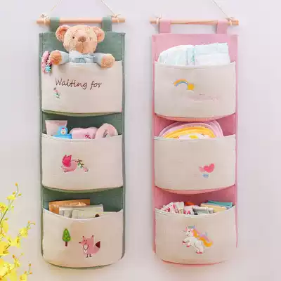 Large-capacity wall-mounted fabric door rear storage hanging bag Hanging wall-mounted storage hanging pocket Wall-mounted storage bag