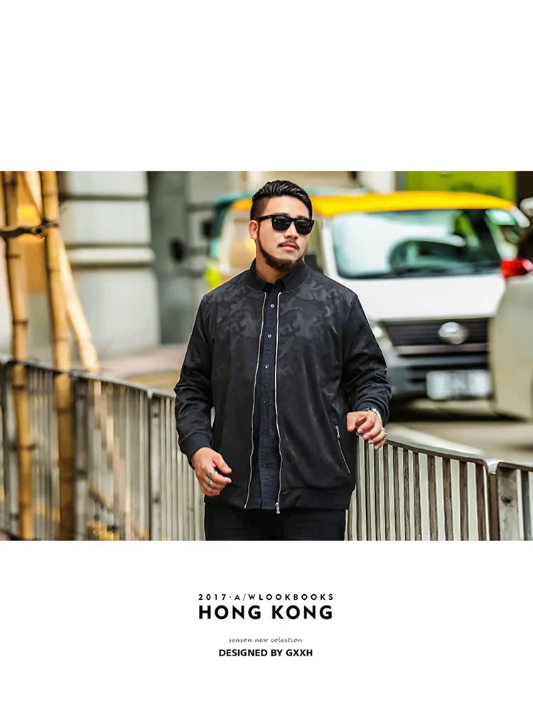2018 quần áo mùa thu thủy triều béo cỡ lớn áo khoác nam béo trẻ béo lớn giải trí lỏng lẻo cộng với phân bón tăng áo khoác đồng phục bóng chày áo khoác bomber