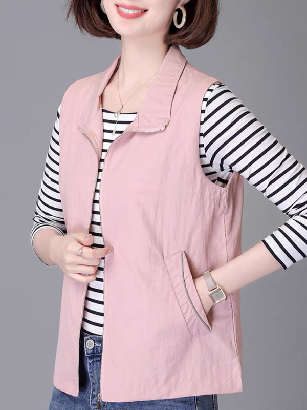 [with Breathable Mesh] Casual Thin Vest for Women, Short Style, Stylish Outerwear, Large Size, Loose Fit, Mom Vest