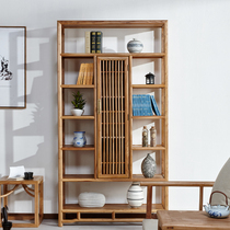 Old Elm Wood Bookcase New Chinese Solid Wood Bou Shelf Bookshelves Landing Display Cabinet Zen of Tea Tea Cabinet Shelve