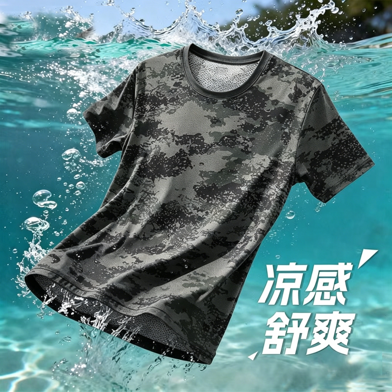 Quick-Drying T-Shirt, Elastic Camouflage Ice Silk Men's Summer Short-Sleeved Mesh Breathable Cool Thin Air-Conditioned Vest Sun Protection T-Shirt Quick-Drying T-Shirt, Elastic Camouflage Ice Silk Men's Summer Short-Sleeved Mesh Breathable Cool Thin Air-Conditioned Vest Sun Protection T-Shirt