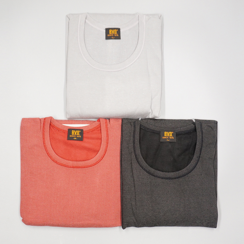 Japanese Bvd Thai-Made Men's Medium-Thick Thermal Fiber Crew Neck Business Warm Top Autumn Shirt Gf767Sh