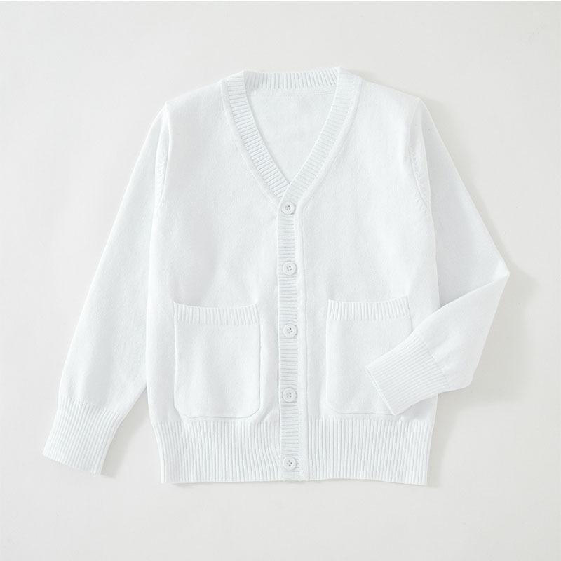 Cross-Border Spring and Autumn New Style Knitted Cardigan for Older Children, Boys' and Girls' Sweater Jacket with Pockets, School Uniform, College Style