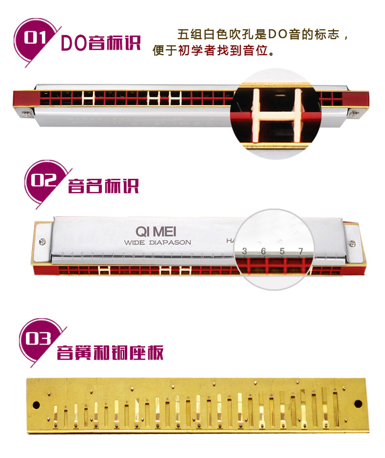 Chimei Harmonica Nhạc cụ hòa âm 28 lỗ rộng 28 lỗ C có nhiều giai điệu sinh viên chuyên nghiệp - Nhạc cụ phương Tây đàn bass