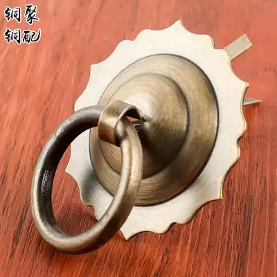 Antique Chinese-style pure copper beast head door knocker ring pull ring Retro surface mounted door handle Copper handle Decorative copper accessories