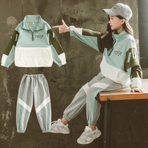 Girls Net red Leisure set 2021 autumn Korean version of childrens clothing autumn dress childrens sports two-piece set