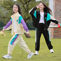 Childrens clothing 2021 new autumn fashionable girl suit autumn dress children Korean cardigan foreign sports three-piece set