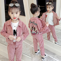 7 girls autumn 2021 New 10 middle and big Children 8 Korean version of fashionable three-piece Net red autumn foreign gas suit 12 years old