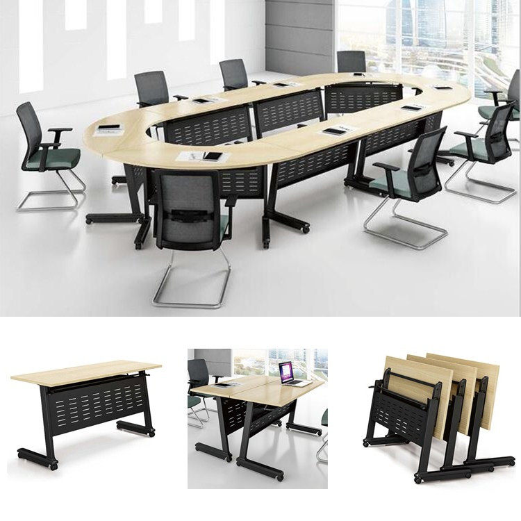 Simple mobile folding training table with book net training table student reading table combined conference table long table