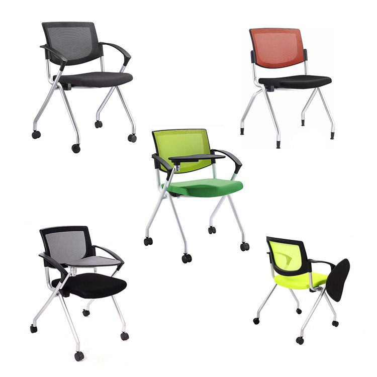 Brief Presentation Folding Training Chair Mobile Office Chair With Writing Board Mesh Meeting Chair Reception Chair Computer Chair
