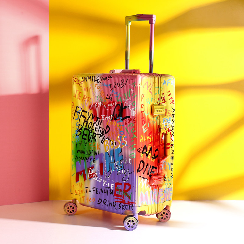 MAYER TRIP/Meiya Shangtu Graffiti Luggage Suitcase, Trendy New Style, Unisex Trolley Case with Combination Lock, Popular on Instagram