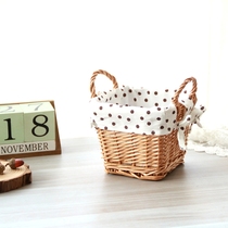  Rattan wicker storage basket basket grass woven fabric living room desktop cosmetics coffee table Snacks sundries storage box
