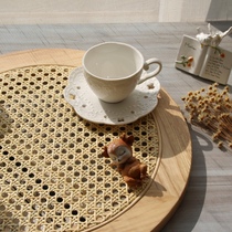 Vine-knitted solid wood desktop tea table Cosmetic Jewelry Containing Trays Nordic Retro Decorative containing box Photographed Props